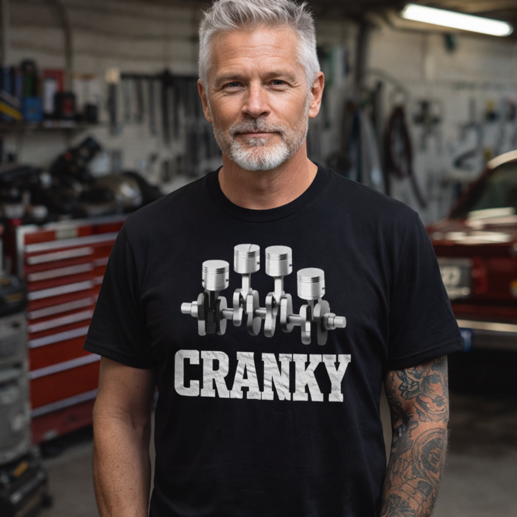 Cranky Engine T-Shirt | Funny Mechanic Shirt | Car Guy Graphic Tee | Garage Humor Shirt | Automotive Apparel