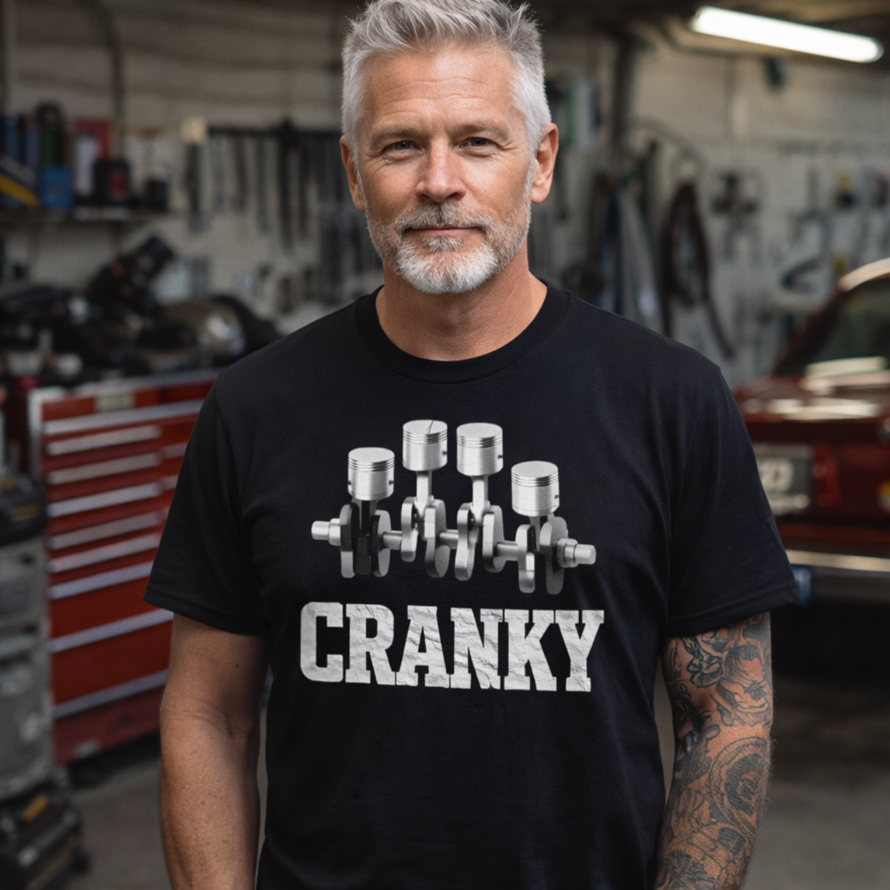 Cranky Engine T-Shirt | Funny Mechanic Shirt | Car Guy Graphic Tee | Garage Humor Shirt | Automotive Apparel