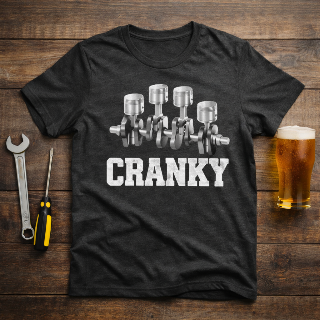 Cranky Engine T-Shirt | Funny Mechanic Shirt | Car Guy Graphic Tee | Garage Humor Shirt | Automotive Apparel